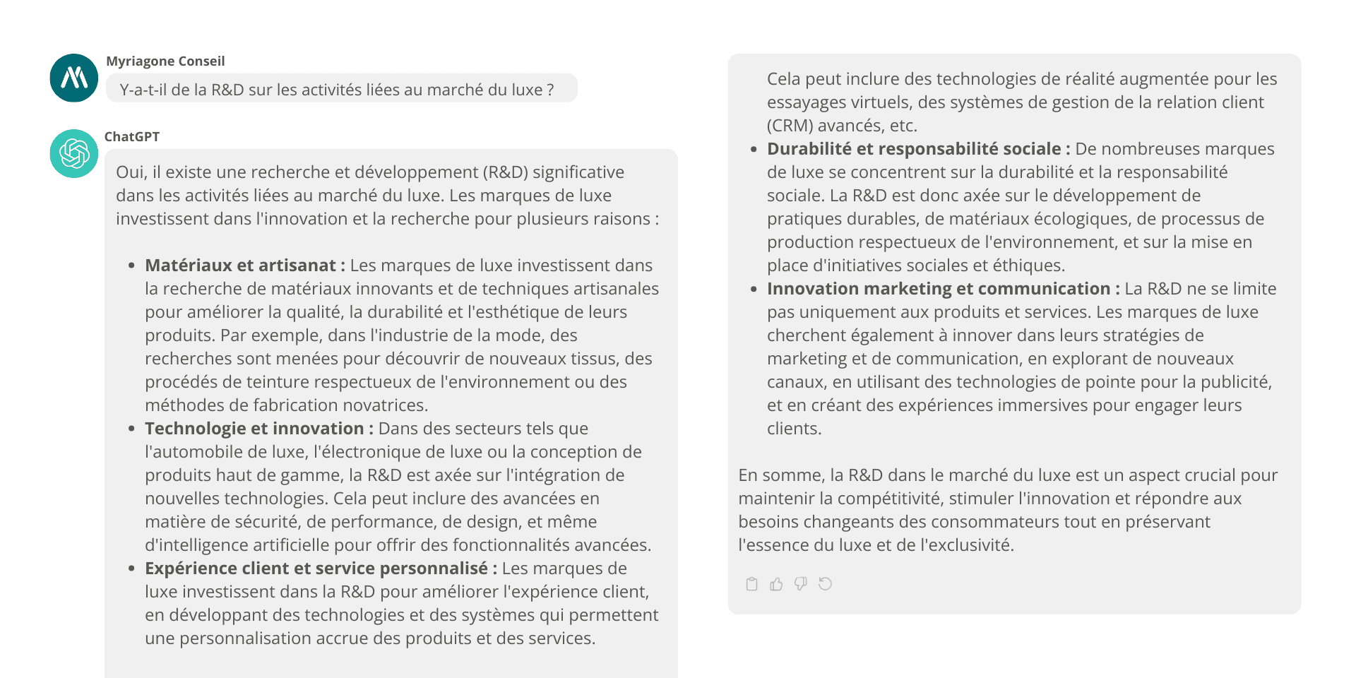 Conversation ChatGPT - Quelles sont les activités liées au marché du luxe ?